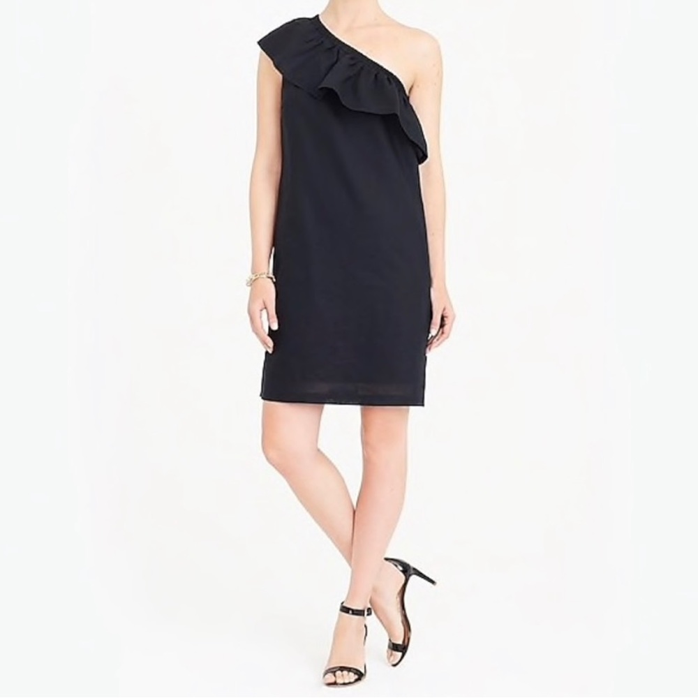 NWT J. CREW one shoulder dress, black size